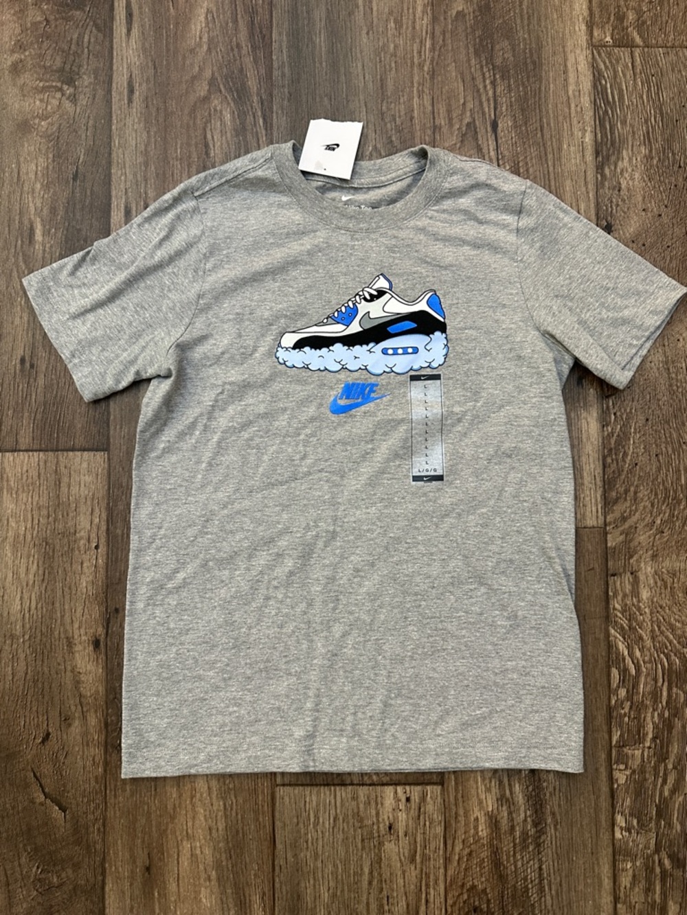 Nike Kids Boys Sneaker Graphic T-Shirt Boy’s Size L Gray